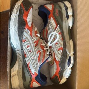 ASICS Red, White, and Gray Athletic Sneakers